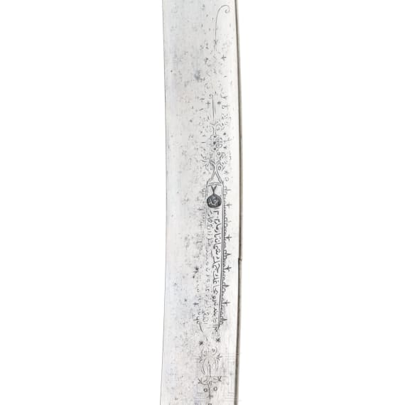 A silver mounted Ottoman Yatagan, dated 1787