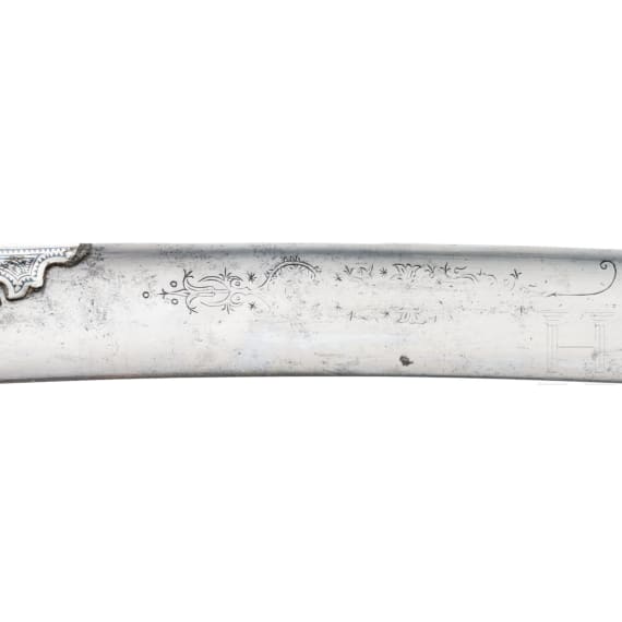 A silver mounted Ottoman Yatagan, dated 1787