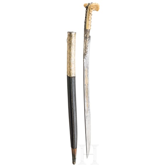 An Ottoman silver mounted Yatagan, dated 1817