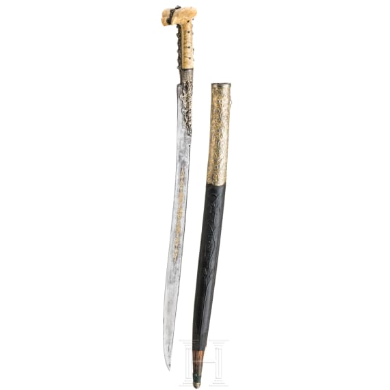 An Ottoman silver mounted Yatagan, dated 1817