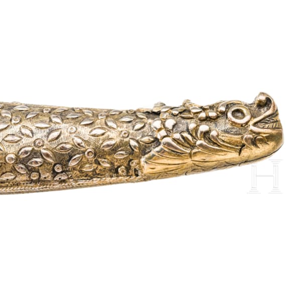 An Ottoman yatagan with wootz blade set with corals, circa 1820