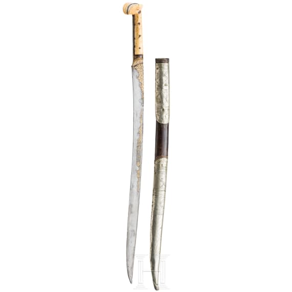 An Ottoman yatagan with walrus grips, ca. 1820