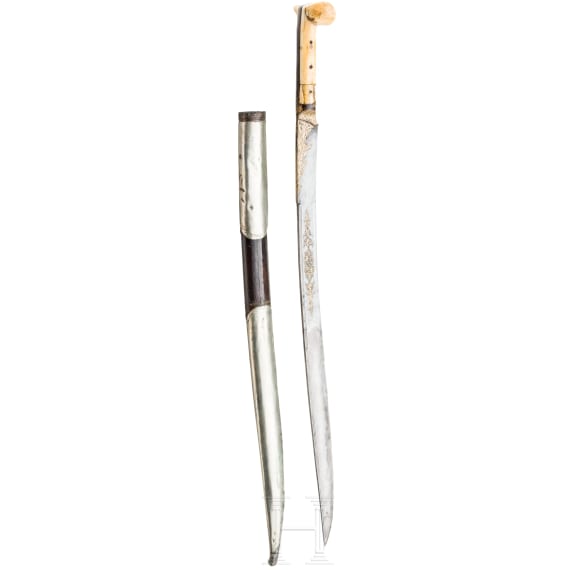 An Ottoman yatagan with walrus grips, ca. 1820