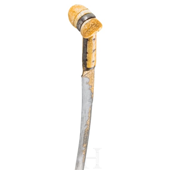 An Ottoman yatagan with walrus grips, ca. 1820