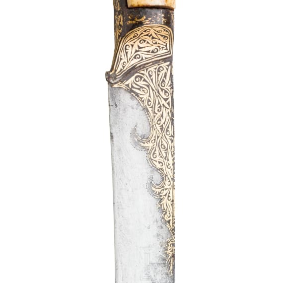 An Ottoman yatagan with walrus grips, ca. 1820