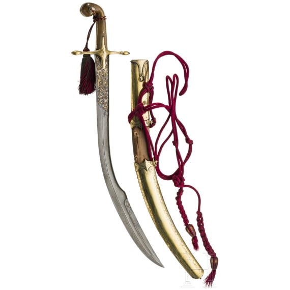 Bedeutender osmanischer Kilij mit geschnittener Wooz-Klinge, Istanbul, um 1800