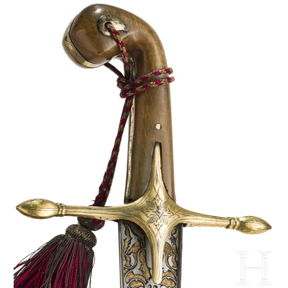 Bedeutender osmanischer Kilij mit geschnittener Wooz-Klinge, Istanbul, um 1800
