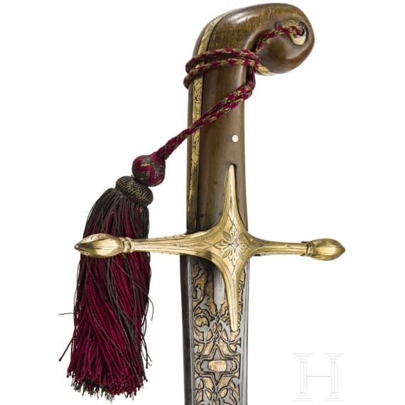 Bedeutender osmanischer Kilij mit geschnittener Wooz-Klinge, Istanbul, um 1800