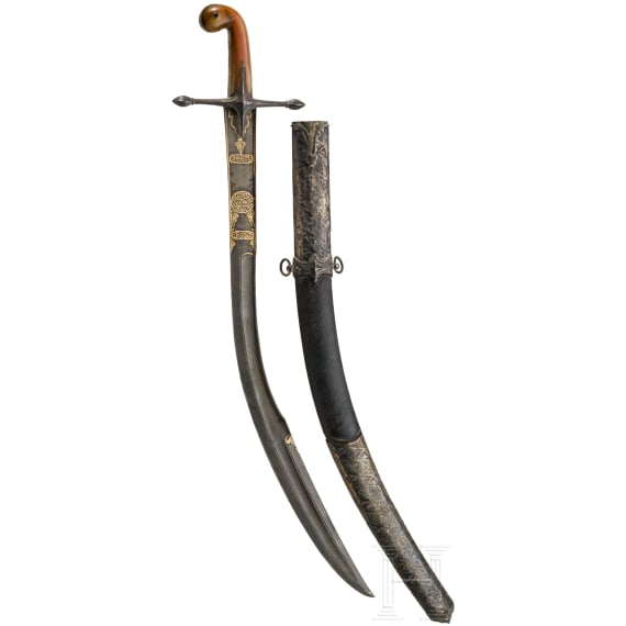 Silbermontierter Kilij mit Wooz-Klinge, osmanisch, um 1830