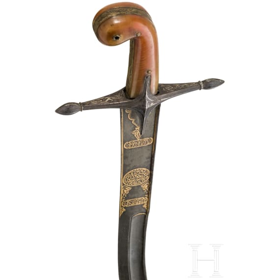 Silbermontierter Kilij mit Wooz-Klinge, osmanisch, um 1830