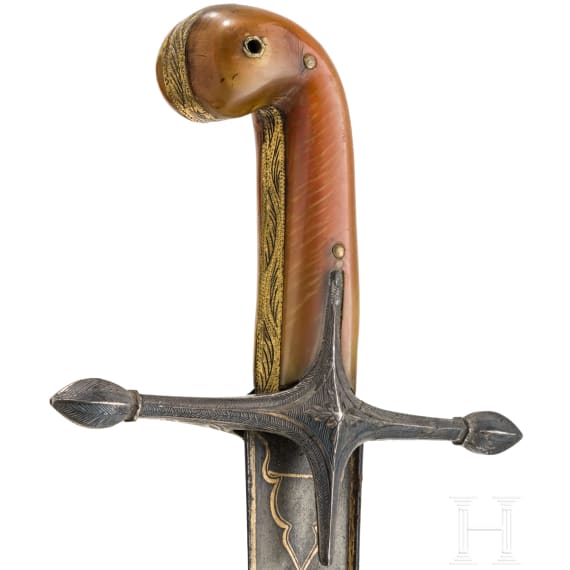 Silbermontierter Kilij mit Wooz-Klinge, osmanisch, um 1830