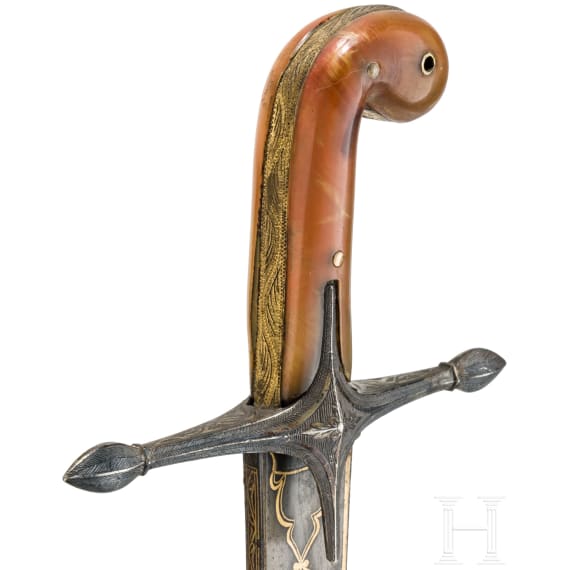 Silbermontierter Kilij mit Wooz-Klinge, osmanisch, um 1830