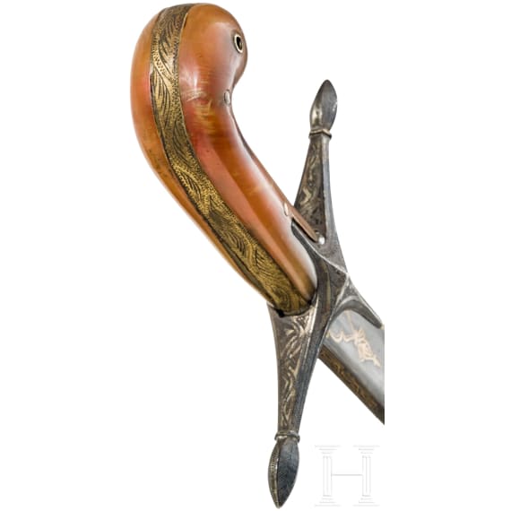 Silbermontierter Kilij mit Wooz-Klinge, osmanisch, um 1830