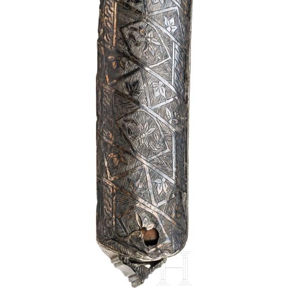 Silbermontierter Kilij mit Wooz-Klinge, osmanisch, um 1830