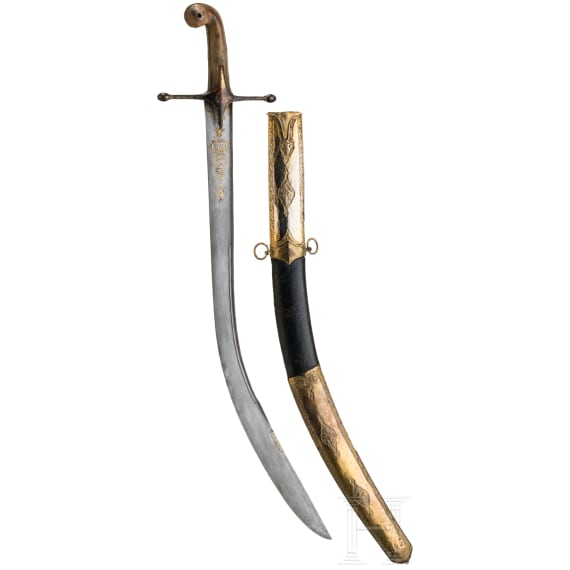 Kilij mit Wooz-Klinge und vergoldeter Montierung, osmanisch, datiert 1831