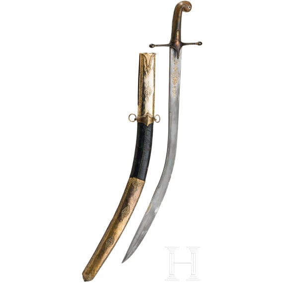 Kilij mit Wooz-Klinge und vergoldeter Montierung, osmanisch, datiert 1831