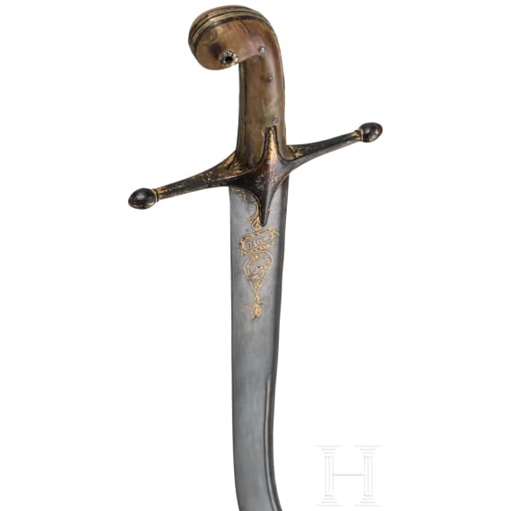 Kilij mit Wooz-Klinge und vergoldeter Montierung, osmanisch, datiert 1831