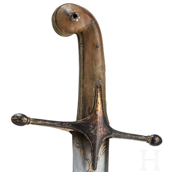 Kilij mit Wooz-Klinge und vergoldeter Montierung, osmanisch, datiert 1831