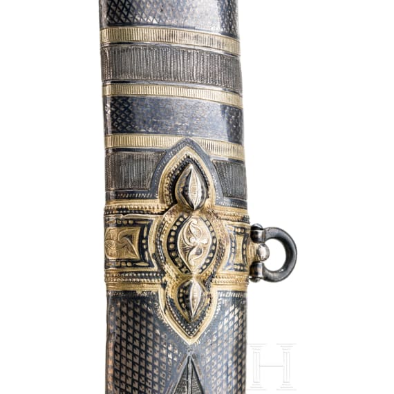Silbermontierte, niellierte Schaschka, Osmanisches Reich, um 1870