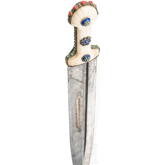 A South Caucasian kindjal with enamelled mountings, mid-19th century