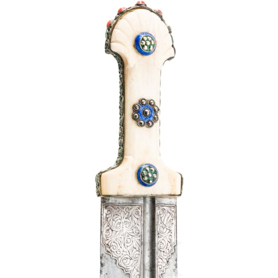 A South Caucasian kindjal with enamelled mountings, mid-19th century