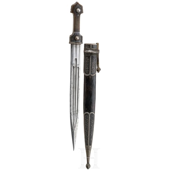 A Caucasian silver mounted Kinzal, late 19th century