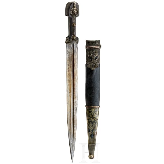 A small silver mounted Caucasian Kinzal, late 19th century