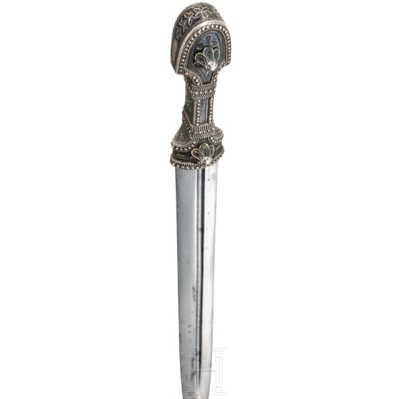 A Caucasian silver mounted Kinzal, dated 1928