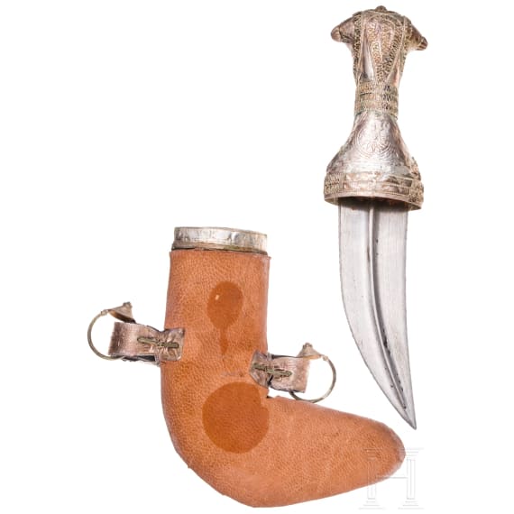 A small silver mounted jambiya, Oman, 20th century