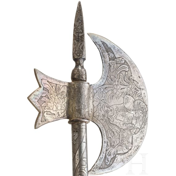 Two Persian ceremonial axes (Qajar axes), circa 1900