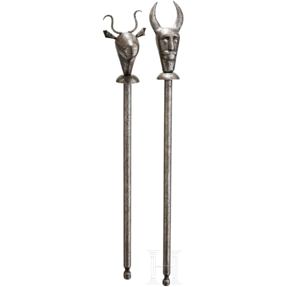 Two Persian ceremonial maces, circa 1900