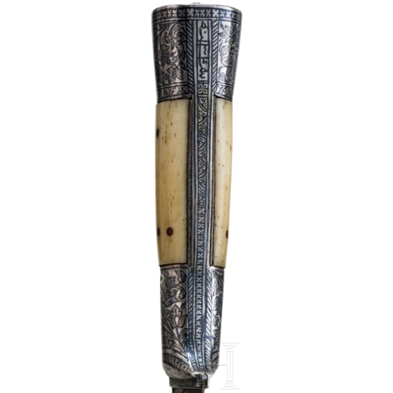 A Turkmen kard with nielled silver mounts, dated 1930