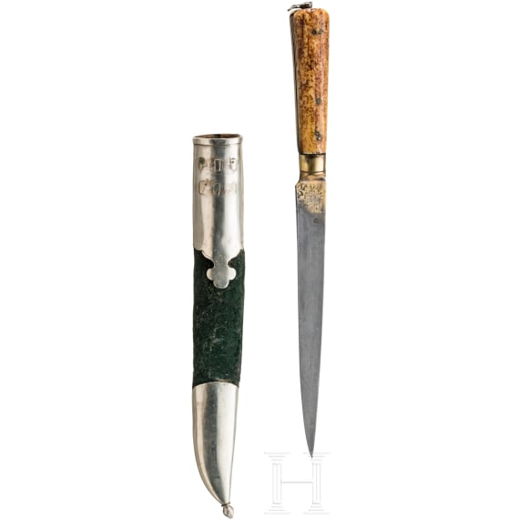 A Turkmenic kard with niello-decorated scabbard, 19th/20th century