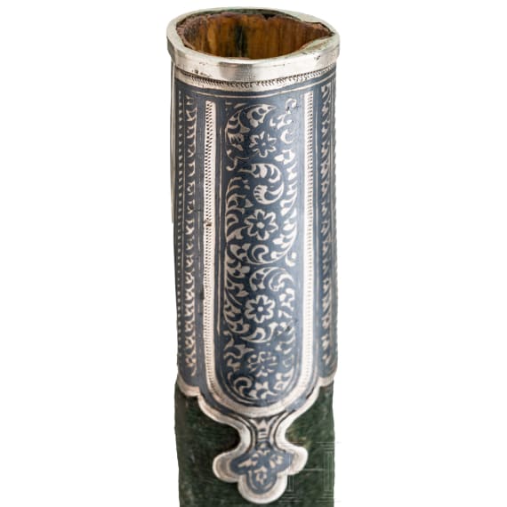 A Turkmenic kard with niello-decorated scabbard, 19th/20th century