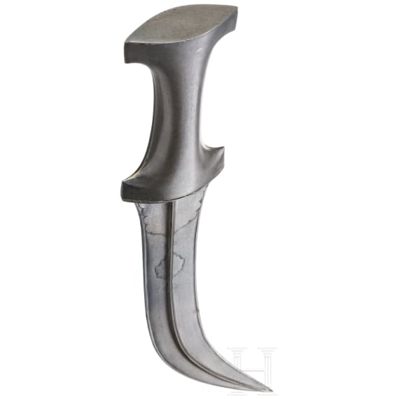 A Persian all-metal khanjar with blade and hilt in wootz-Damascus, circa 1800