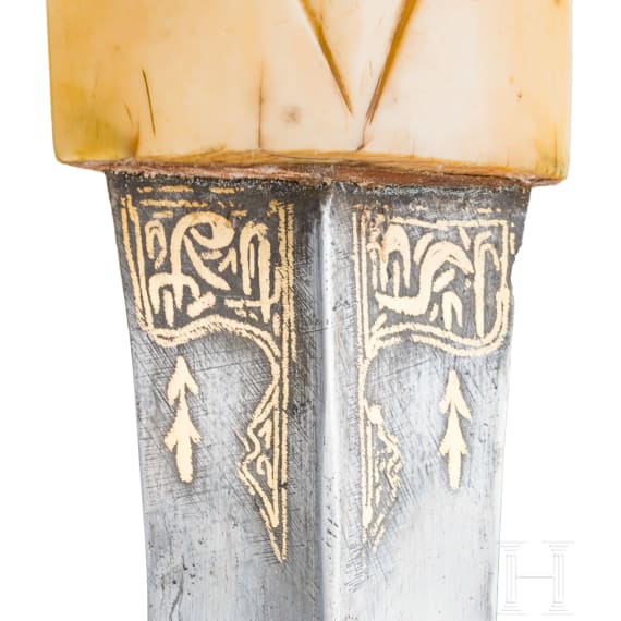 A large Persian kandjar with walrus ivory hilt, 1st half of the 19th century