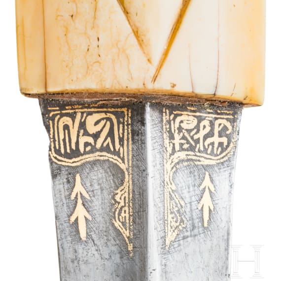 A large Persian kandjar with walrus ivory hilt, 1st half of the 19th century