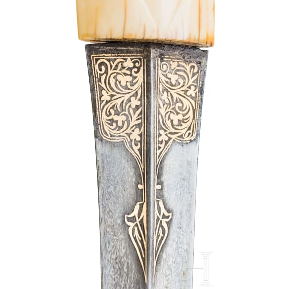A large Persian kandjar with walrus ivory hilt, 1st half of the 19th century
