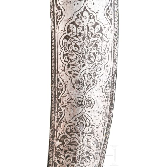 A large Persian kandjar with walrus ivory hilt, 1st half of the 19th century
