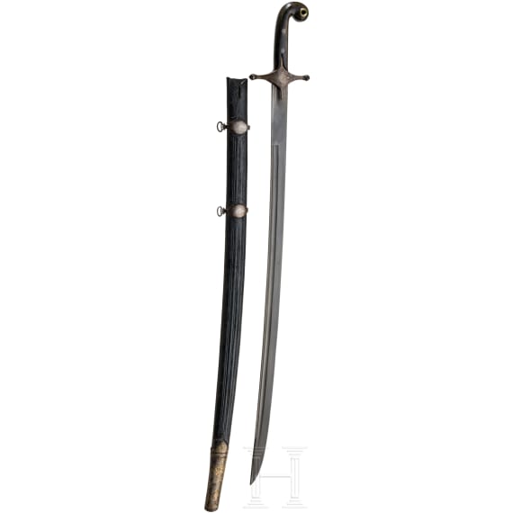 A Persian Shamshir with a fine wootz blade, circa 1800