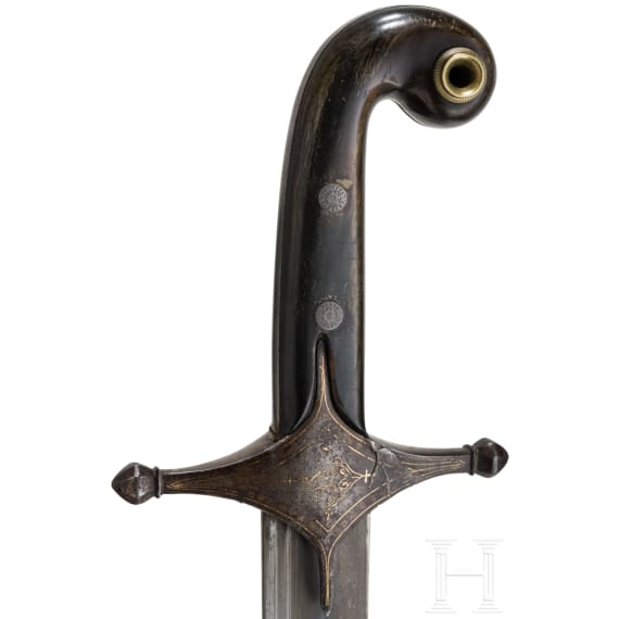 A Persian Shamshir with a fine wootz blade, circa 1800