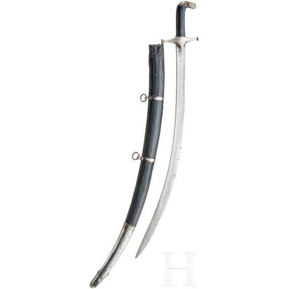 A Persian shamshir with damascened blade, ca. 1820