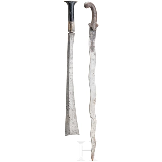 A Persian sword and a Indonesian chopping sword, 19th century