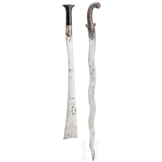 A Persian sword and a Indonesian chopping sword, 19th century