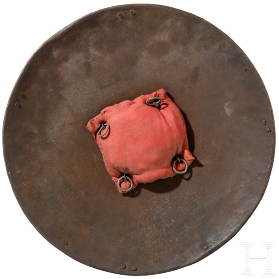 An Indian silver damascened iron shield (sipar), circa 1900