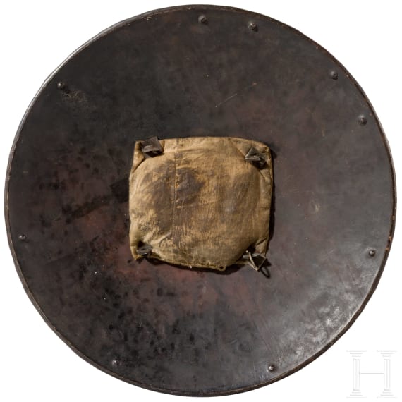 An Indian silver damascened iron shield (sipar), circa 1900