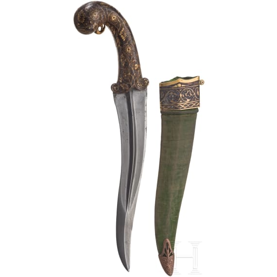 An Indian khanjar with bird's head pommel, 19th century