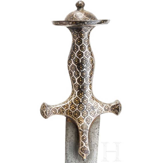 An Indian tulwar with damascened blade, ca. 1800