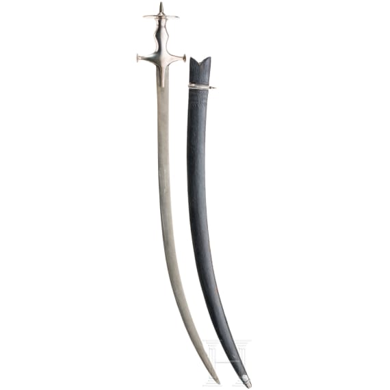 An Indian tulwar with silver plated hilt, ca. 1800
