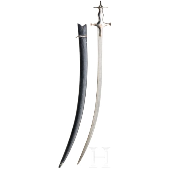An Indian tulwar with silver plated hilt, ca. 1800